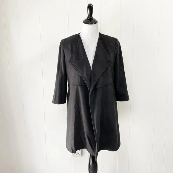 Sara Campbell Deep Brown Faux Suede Open Front 3/4 Sleeve Cardigan Jacket Sz. XS - Picture 1 of 14